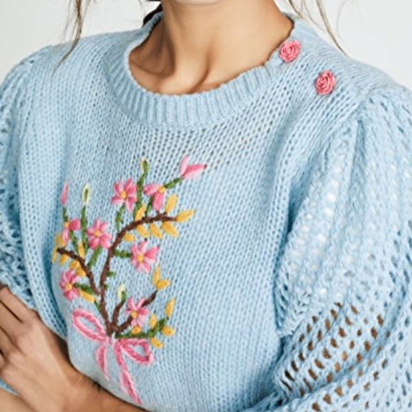 SOLD Loveshackfancy ROSIE Sweater FLORAL BOUQUET - Picture 3 of 11